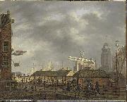 Johannes Jelgerhuis small fishmarktet at Amsterdam oil on canvas